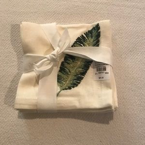 NWT Pottery Barn Palm Embroidered Cocktail Napkins